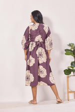 Maternity Arrivals Fancy Mom's Feeding Casual Maxi Wear | Long Elastic Frilled Sleeve | Vertical Feeding Zipper | Comports as Feeding Friendly & Casual wear Rayon MAXI Maternity Frock (ERM)