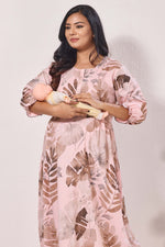 Maternity Arrivals Fancy Mom's Feeding Casual Maxi Wear | Long Elastic Frilled Sleeve | Vertical Feeding Zipper | Comports as Feeding Friendly & Casual wear Rayon MAXI Maternity Frock (ERM)