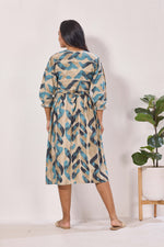 Maternity Arrivals Fancy Mom's Feeding Casual Maxi Wear | Long Elastic Frilled Sleeve | Vertical Feeding Zipper | Comports as Feeding Friendly & Casual wear Rayon MAXI Maternity Frock (ERM)