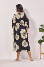 Maternity Arrivals Fancy Mom's Feeding Casual Maxi Wear | Long Elastic Frilled Sleeve | Vertical Feeding Zipper | Comports as Feeding Friendly & Casual wear Rayon MAXI Maternity Frock (ERM)