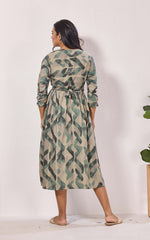 Maternity Arrivals Fancy Mom's Feeding Casual Maxi Wear | Long Elastic Frilled Sleeve | Vertical Feeding Zipper | Comports as Feeding Friendly & Casual wear Rayon MAXI Maternity Frock (ERM)