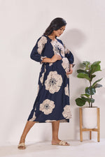 Maternity Arrivals Fancy Mom's Feeding Casual Maxi Wear | Long Elastic Frilled Sleeve | Vertical Feeding Zipper | Comports as Feeding Friendly & Casual wear Rayon MAXI Maternity Frock (ERM)
