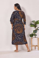 Maternity Arrivals Fancy Mom's Feeding Casual Maxi Wear | Long Elastic Frilled Sleeve | Vertical Feeding Zipper | Comports as Feeding Friendly & Casual wear Rayon MAXI Maternity Frock (ERM)