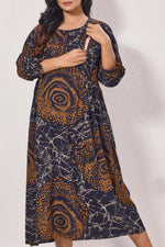 Maternity Arrivals Fancy Mom's Feeding Casual Maxi Wear | Long Elastic Frilled Sleeve | Vertical Feeding Zipper | Comports as Feeding Friendly & Casual wear Rayon MAXI Maternity Frock (ERM)