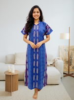 MANGAI Daily Wear Casual Comfort Fit Cotton Printed Nighties | Front open Zipper Model| Slit Open & Neck Collar Comfort Fit Daily Wear Nighties (DRN)