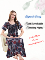 New Arrivals ALPINE Smocking Nighty | Beautiful Pleated Design | Side Pocket | Stylish Nighty for Trendy Women's | Your Perfect Nightwear Collection's (ALS)