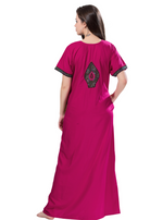 MANGAI Premium KARACHI Embroidery Nighties | Beautiful Embroidery Design's | Branded Quality | Half Sleeve | Regular Model | Stylish Nightdress for Women (KEM)