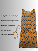 Cotton Gathering Frock for Summer Arrivals | Side Pocket | Elegant Casual Night Wear for Trendy Women's (FKC)