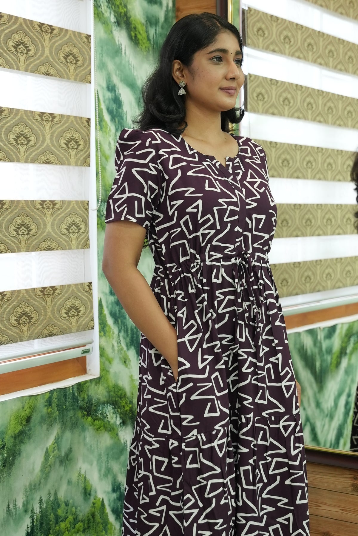 Stylish Arrivals Rayon Gathering Frock Model Night Gown's | Front Adjustable Gathering Style Rope Rope | Puff Sleeve | Trending Collection's for Stylish Women's (GFK)