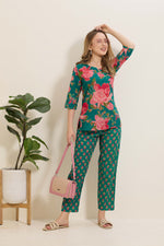 MANGAI Premium Cotton Printed Night Suits | Stylish Print's All Over | Top & Bottom Set | 3/4 Sleeve | Trendy Night Suits for Stylish Women's (TPS-3/4)