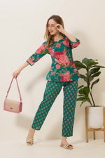 MANGAI Premium Cotton Printed Night Suits | Stylish Print's All Over | Top & Bottom Set | 3/4 Sleeve | Trendy Night Suits for Stylish Women's (TPS-3/4)