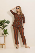 MANGAI Premium Cotton Printed Night Suits | Stylish Print's All Over | Top & Bottom Set | 3/4 Sleeve | Trendy Night Suits for Stylish Women's (TPS-3/4)