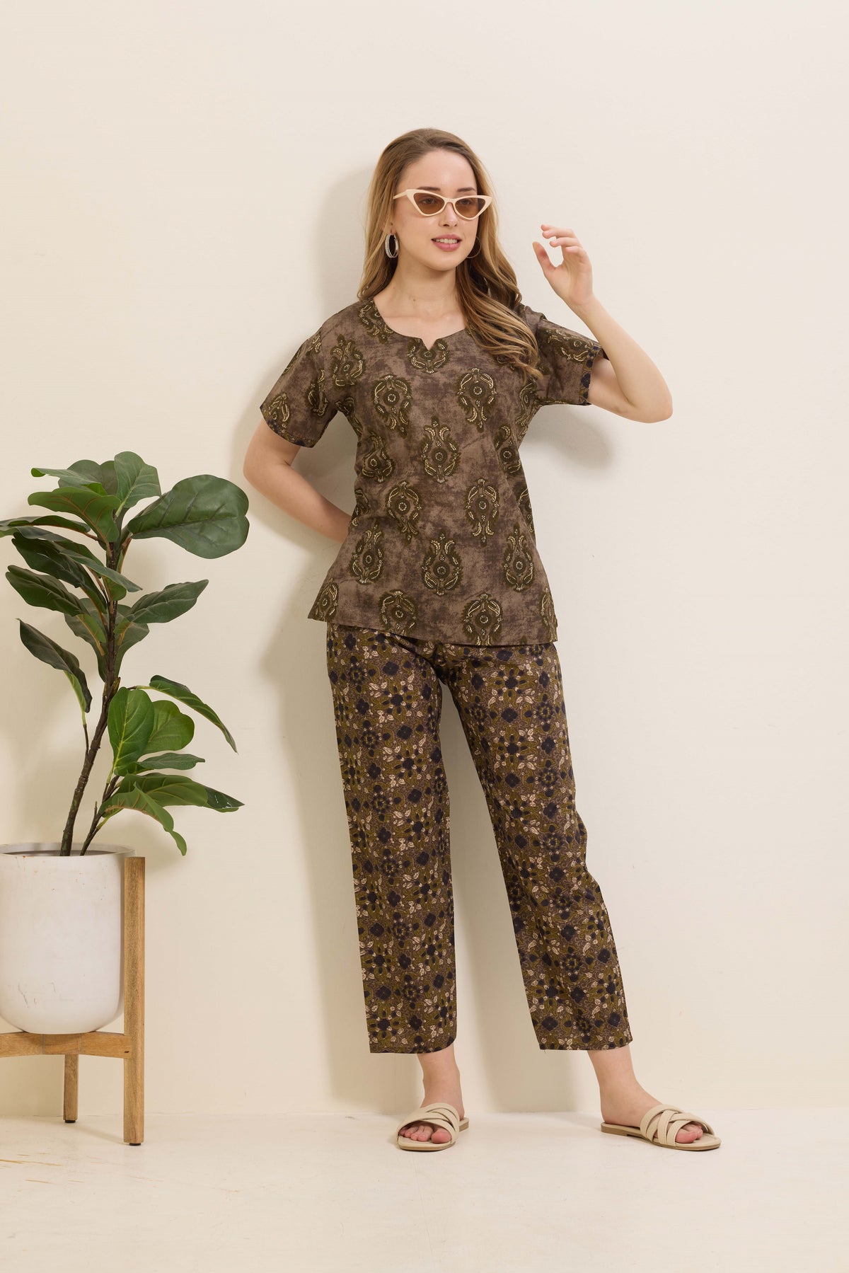 Summer Arrivals Cotton Night Suits Top & Bottom Set | Half Sleeve | Fancy Neck with Side Pocket | Soft Cotton Nightdress for Trendy Women and Teenage Girl's (TPS-H)