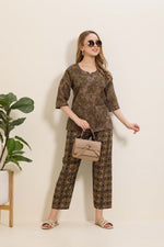 MANGAI Premium Cotton Printed Night Suits | Stylish Print's All Over | Top & Bottom Set | 3/4 Sleeve | Trendy Night Suits for Stylish Women's (TPS-3/4)