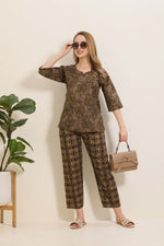 MANGAI Premium Cotton Printed Night Suits | Stylish Print's All Over | Top & Bottom Set | 3/4 Sleeve | Trendy Night Suits for Stylish Women's (TPS-3/4)