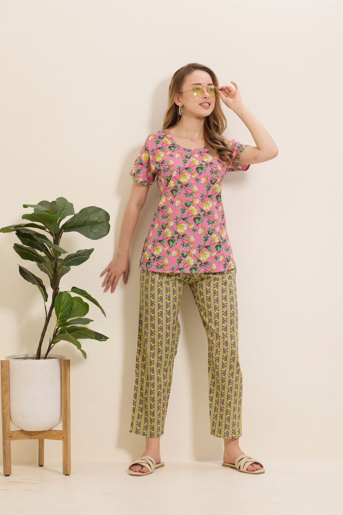 Summer Arrivals Cotton Night Suits Top & Bottom Set | Half Sleeve | Fancy Neck with Side Pocket | Soft Cotton Nightdress for Trendy Women and Teenage Girl's (TPS-H)
