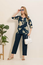 MANGAI Premium Cotton Printed Night Suits | Stylish Print's All Over | Top & Bottom Set | 3/4 Sleeve | Trendy Night Suits for Stylish Women's (TPS-3/4)