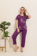 Summer Arrivals Cotton Night Suits Top & Bottom Set | Half Sleeve | Fancy Neck with Side Pocket | Soft Cotton Nightdress for Trendy Women and Teenage Girl's (TPS-H)