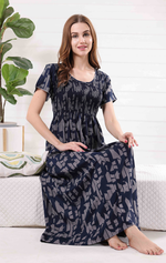 New Arrivals ALPINE Smocking Nighty | Beautiful Pleated Design | Side Pocket | Stylish Nighty for Trendy Women's | Your Perfect Nightwear Collection's (ALS)