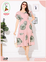 Rayon MAXI FROCK Model Nighties | Fancy Petal Sleeve | Fancy Neck & Side Pocket | Pleated Frock MAXI Style | Trendy Collection's for Stylish Women & Teenage Girl (FSF)