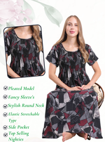 New Arrivals ALPINE Smocking Nighty | Beautiful Pleated Design | Side Pocket | Stylish Nighty for Trendy Women's | Your Perfect Nightwear Collection's (ALS)