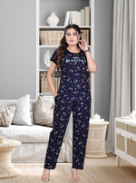 MANGAI Stylish HOSIERY Round Neck Night Suits | Stylish Print's All Over | Top & Bottom Set | Half Sleeve | Trendy Night Suits for Stylish Women's (HRPS)