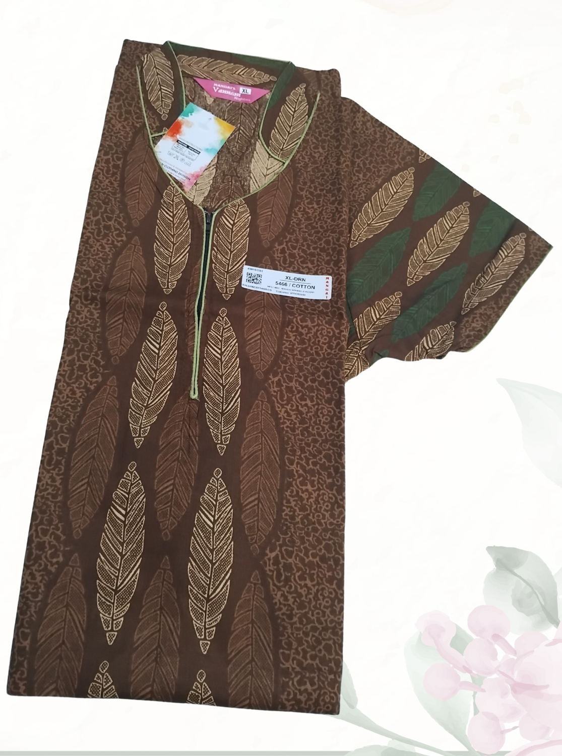 MANGAI Daily Wear Casual Comfort Fit Cotton Printed Nighties | Front open Zipper Model| Slit Open & Neck Collar Comfort Fit Daily Wear Nighties (DRN)