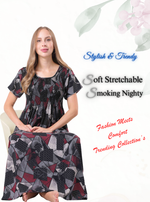 New Arrivals ALPINE Smocking Nighty | Beautiful Pleated Design | Side Pocket | Stylish Nighty for Trendy Women's | Your Perfect Nightwear Collection's (ALS)