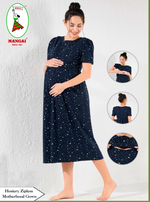 MANGAI HOSIERY Cotton Zipless Feeding Wear | Fancy Sleeve with Round Neck | Flap Open Zipless Feeding wear for Pregnancy Women (MMG)
