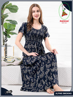 New Arrivals ALPINE Smocking Nighty | Beautiful Pleated Design | Side Pocket | Stylish Nighty for Trendy Women's | Your Perfect Nightwear Collection's (ALS)