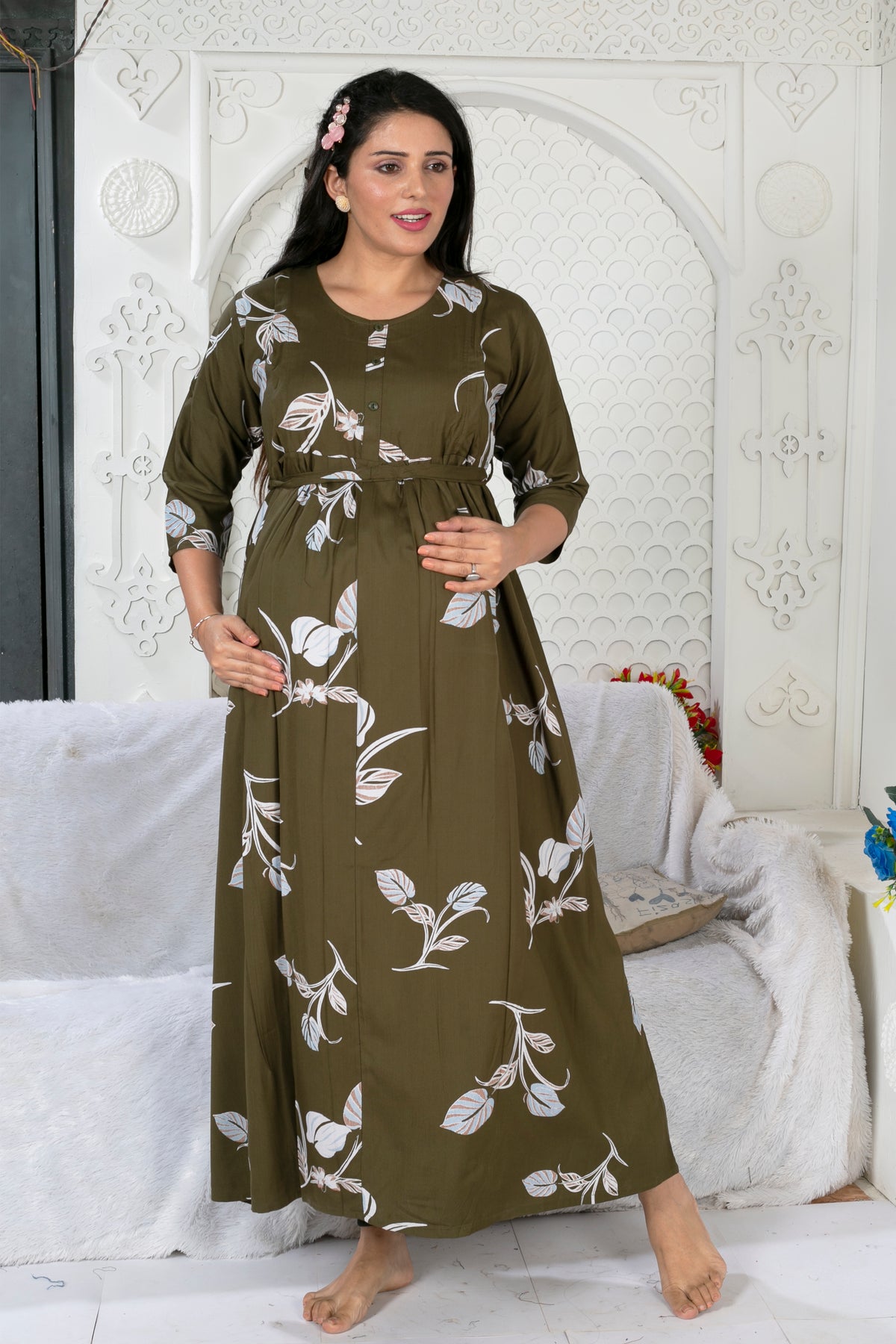 Soft Rayon4-IN-ONE Mom's Feeding & Casual Wear| Pre & Post Maternity Wear | Fancy Long Frock | Best Choice for Pregnancy Women (4-IN-ONE)