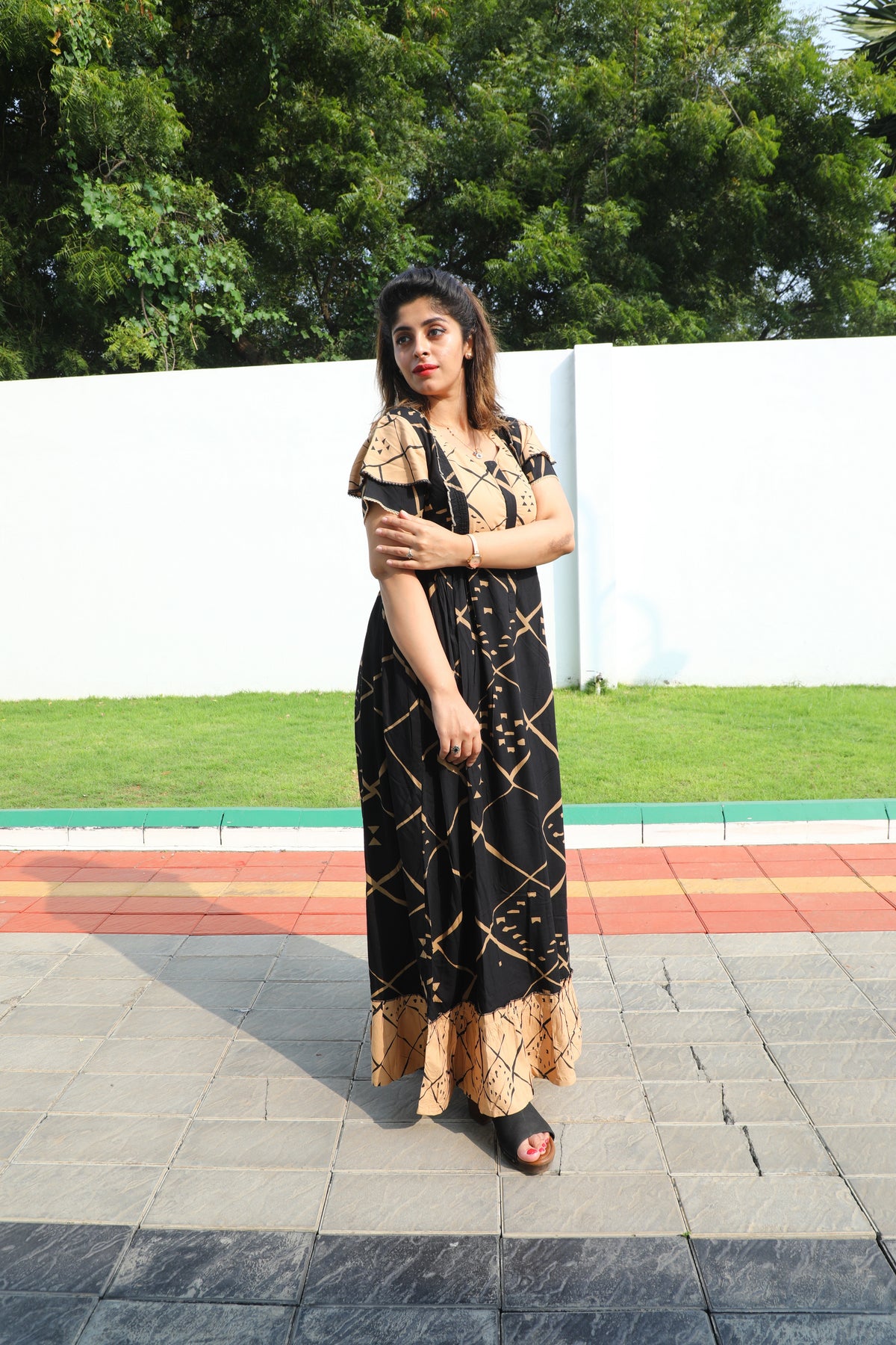 New MANGAI Rayon Maternity Wear Frock Nighties | Front Open Lengthy Zipper Comforts Feeding | Fancy Double Layered Butterfly Sleeve's | Post & Pre Pregnancy's and Casual Wear | Side Pocket |Versatile Rayon Frock Night Gown's for Stylish Women's (RPW)