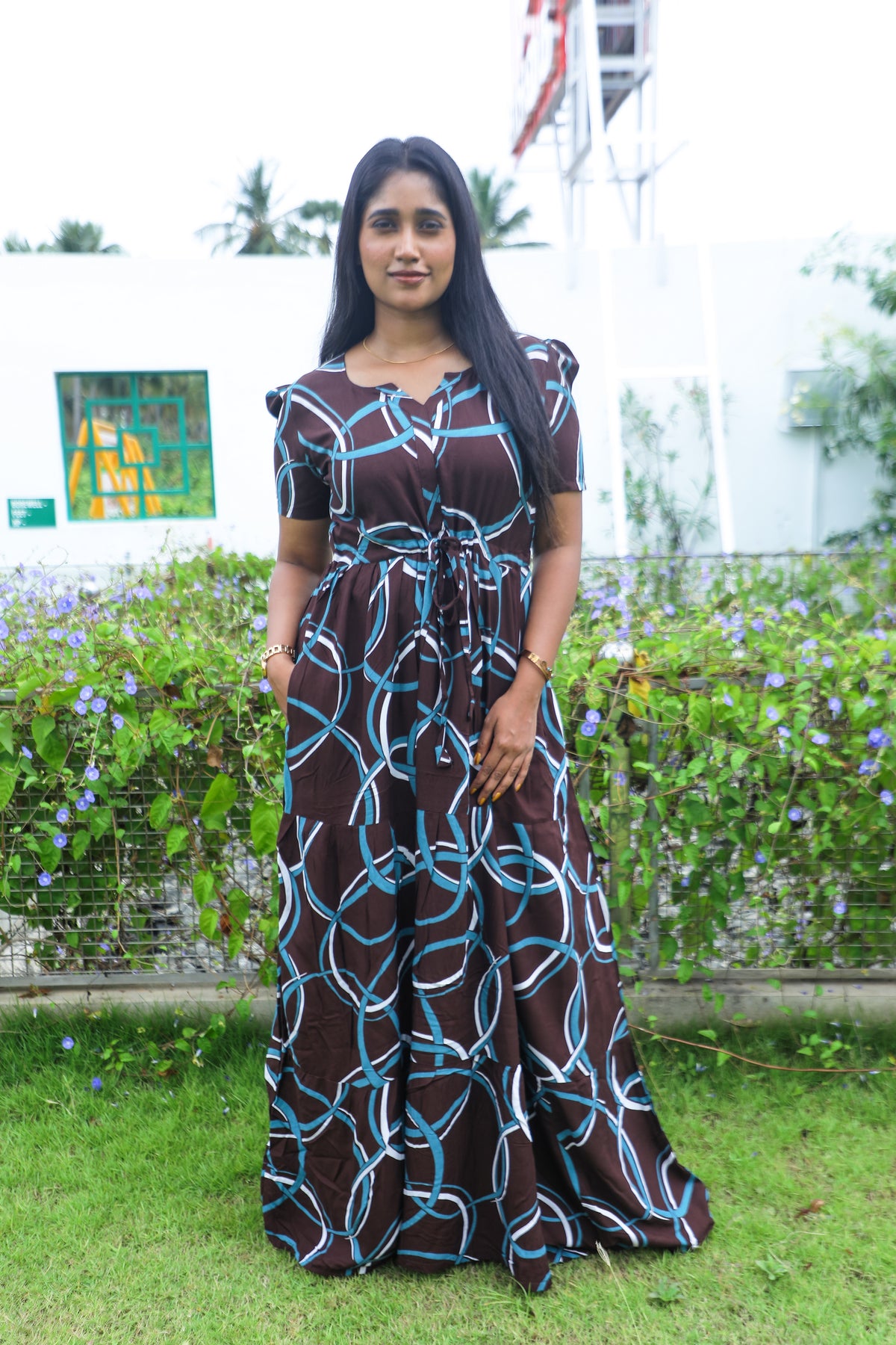 Rayon Gathering Frock Model Night Gown