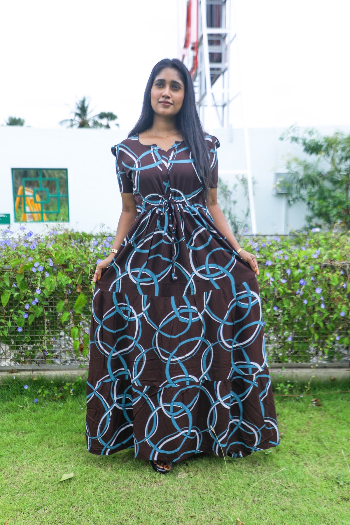 Rayon Gathering Frock Model Night Gown