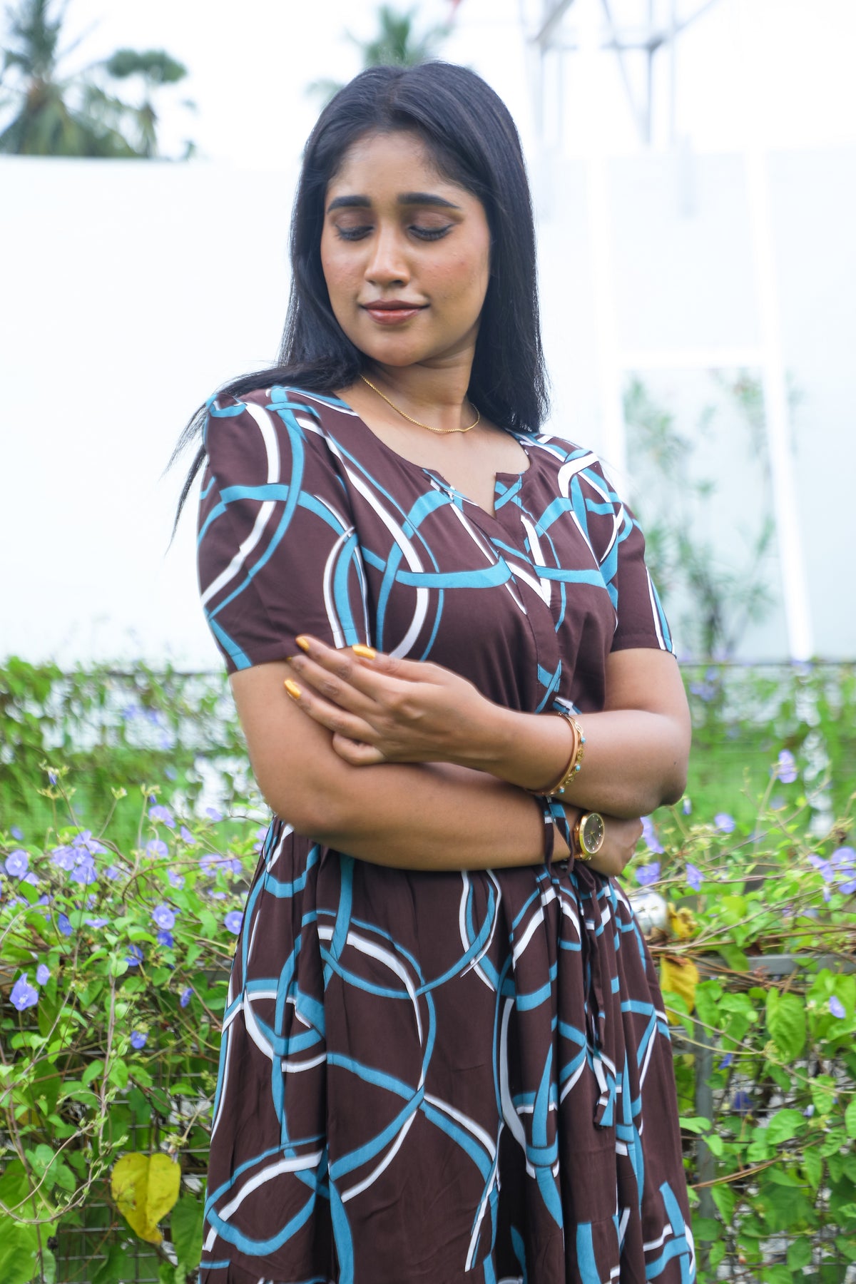 Rayon Gathering Frock Model Night Gown