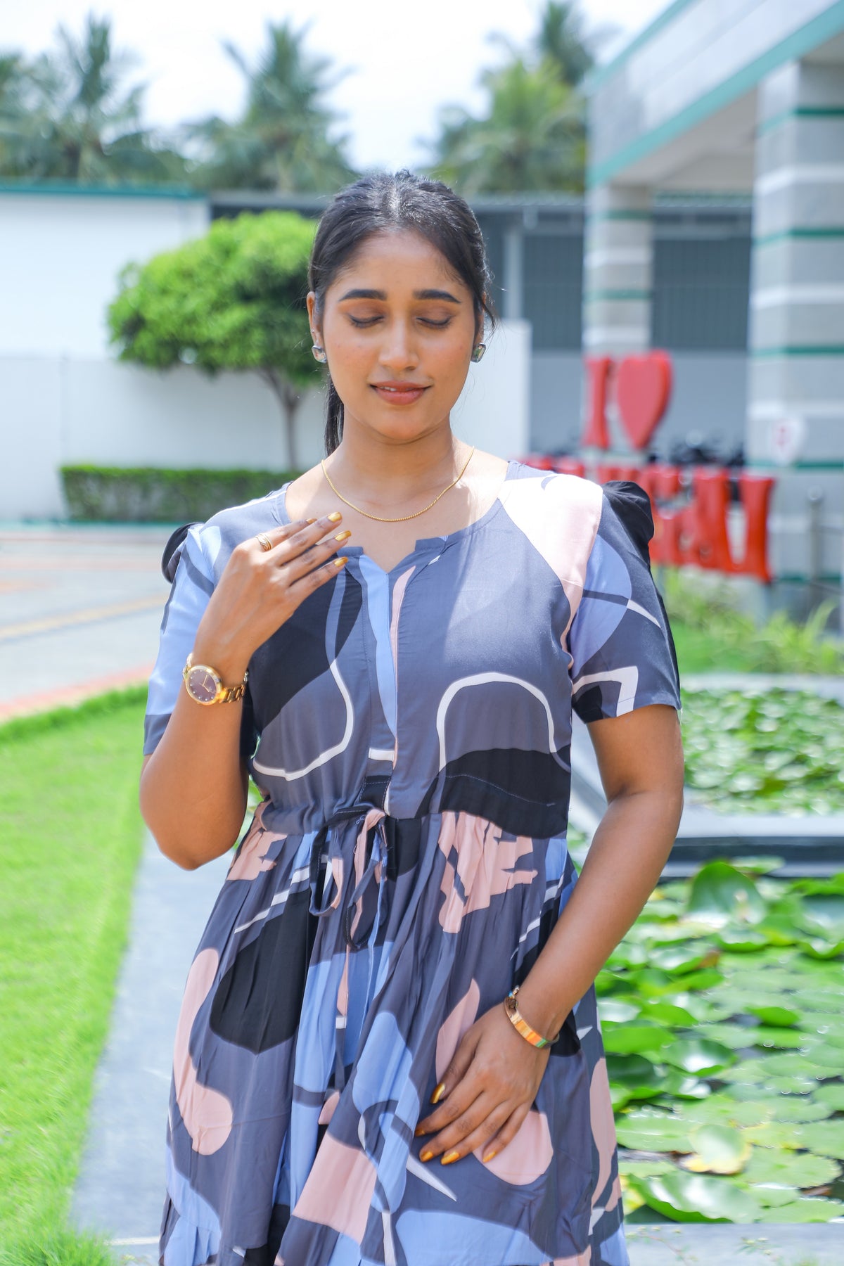 Rayon Gathering Frock Model Night Gown