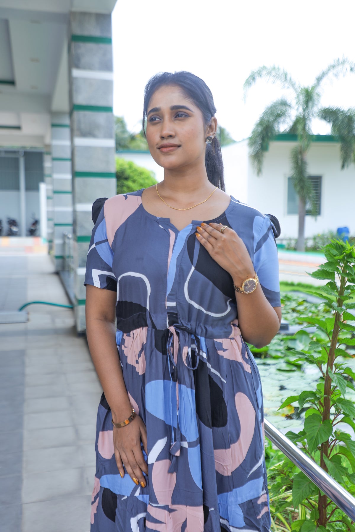 Rayon Gathering Frock Model Night Gown