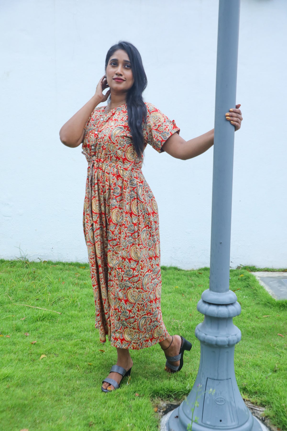 Cotton Gathering Frock for Summer Arrivals | Side Pocket | Button Closed | Elegant Casual Night Wear for Trendy Women's (FKC)