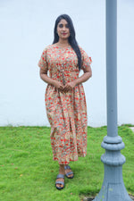 Cotton Gathering Frock for Summer Arrivals | Side Pocket | Button Closed | Elegant Casual Night Wear for Trendy Women's (FKC)