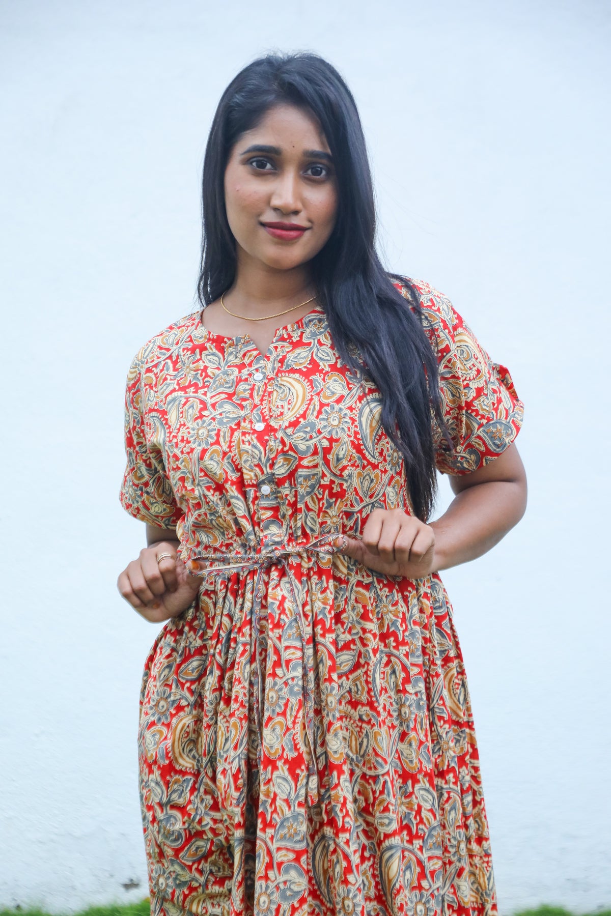 Cotton Gathering Frock for Summer Arrivals | Side Pocket | Button Closed | Elegant Casual Night Wear for Trendy Women's (FKC)