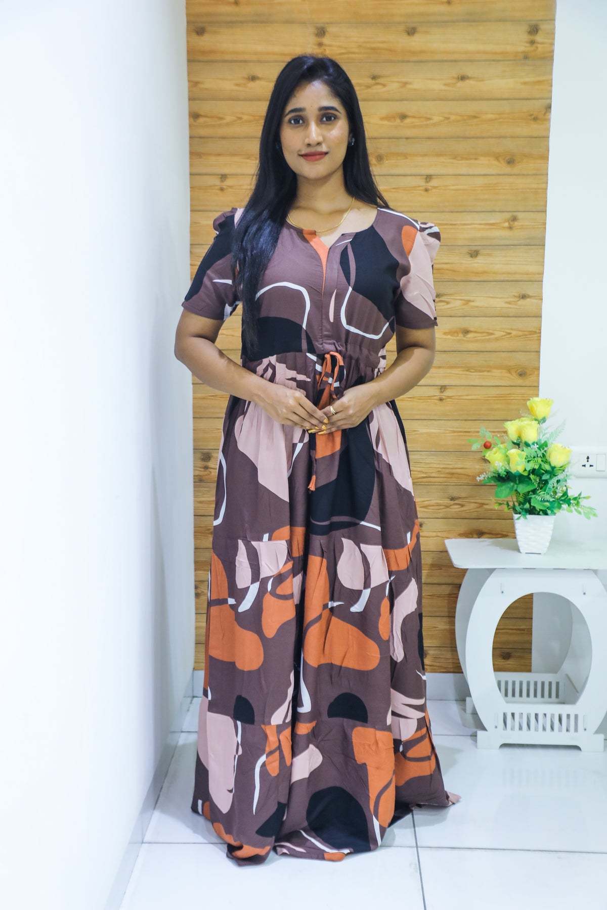 Rayon Gathering Frock Model Night Gown