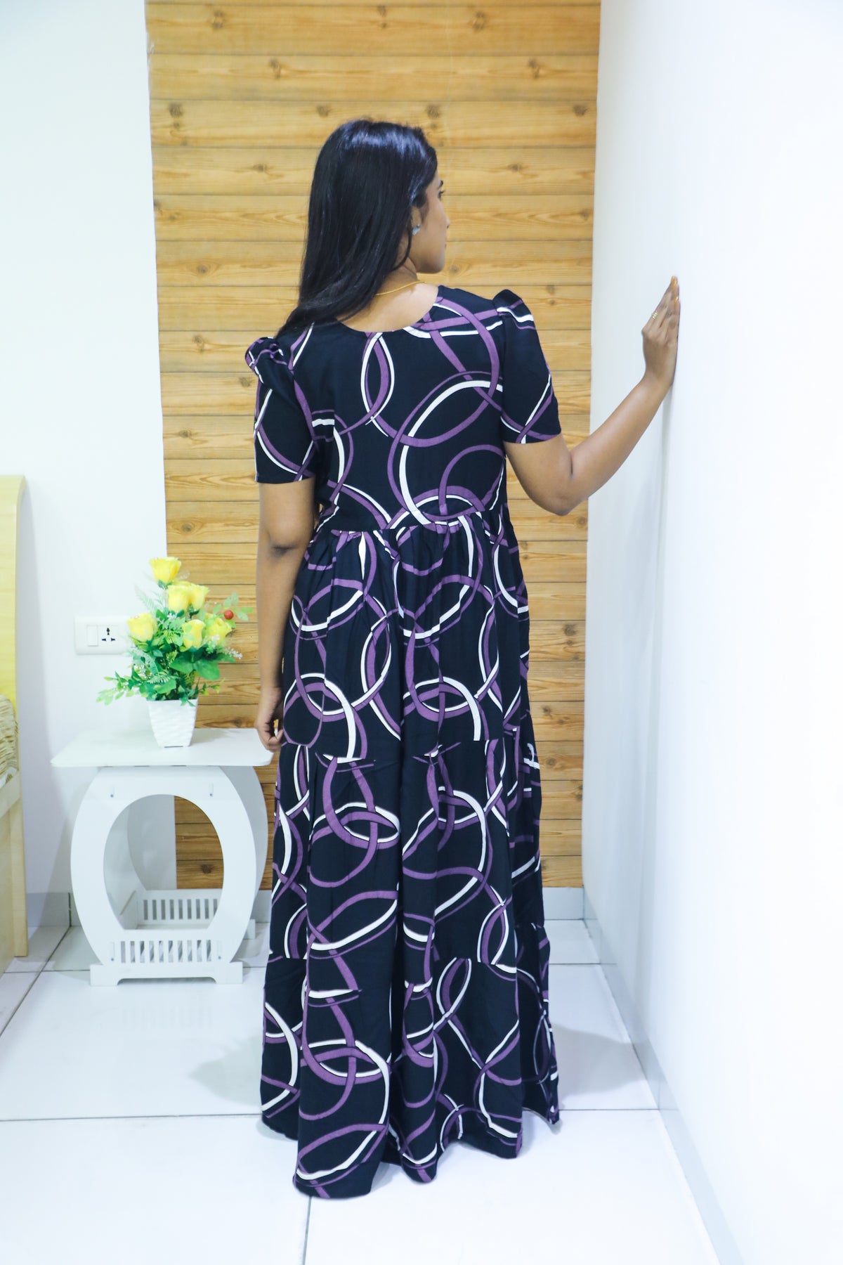 Rayon Gathering Frock Model Night Gown