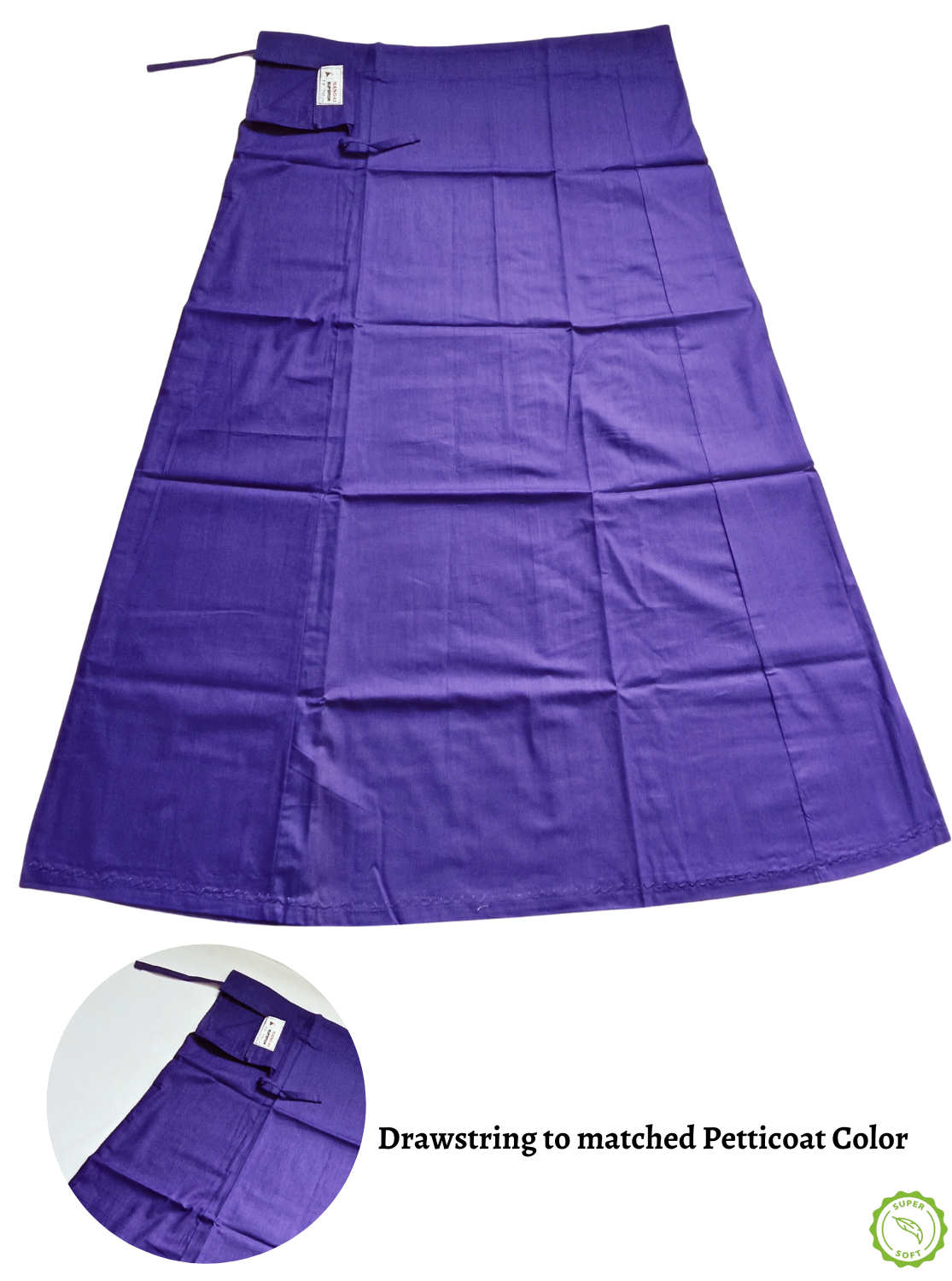 MANGAI Premium Superior Cotton Petticoats - 8 Part Embroidery Design | Matched Drawstring | Premium Quality (SPR-PC)