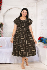 Alpine Smocking Maxi Frock Model Nightgown for Trendy Women's & Teenage Girl's | Stretchable Comfort to Body Fit | Side Pocket & Stylish Round Neck MAXI Gown for Women's Teenage Girl's (ASM)