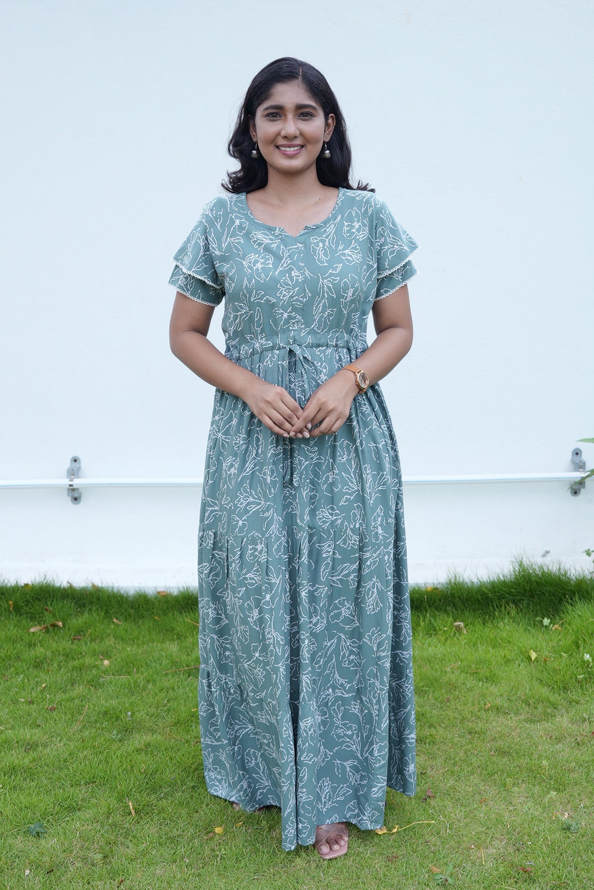 Stylish Arrivals Rayon Gathering Frock Model Night Gown's | Front Adjustable Gathering Style Rope Rope | Double Layer Sleeve | Trending Collection's for Stylish Women's (FKG)