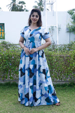 MANGAI Stylish Arrivals Rayon Gathering Frock Model Night Gown's | Adjustable Rope | Front and Back Frock Style | Double Layer Sleeve | Trending Collection's for Stylish Women's (GFK)