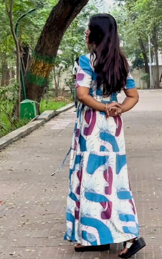 Stylish Arrivals Rayon Gathering Frock Model Night Gown's | Front Adjustable Gathering Style Rope Rope | Puff Sleeve | Trending Collection's for Stylish Women's (FKG)