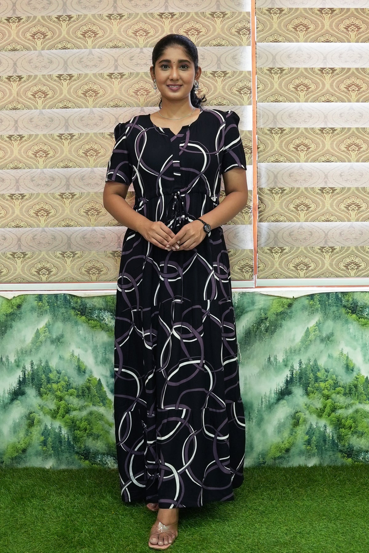 Stylish Arrivals Rayon Gathering Frock Model Night Gown's | Front Adjustable Gathering Style Rope Rope | Puff Sleeve | Trending Collection's for Stylish Women's (GFK)