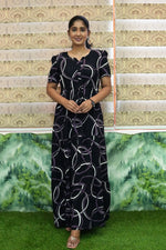 Stylish Arrivals Rayon Gathering Frock Model Night Gown's | Front Adjustable Gathering Style Rope Rope | Puff Sleeve | Trending Collection's for Stylish Women's (GFK)