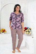 MANGAI Premium Cotton Printed Night Suits | Stylish Print's All Over | Top & Bottom Set | 3/4 Sleeve | Trendy Night Suits for Stylish Women's (CNS)